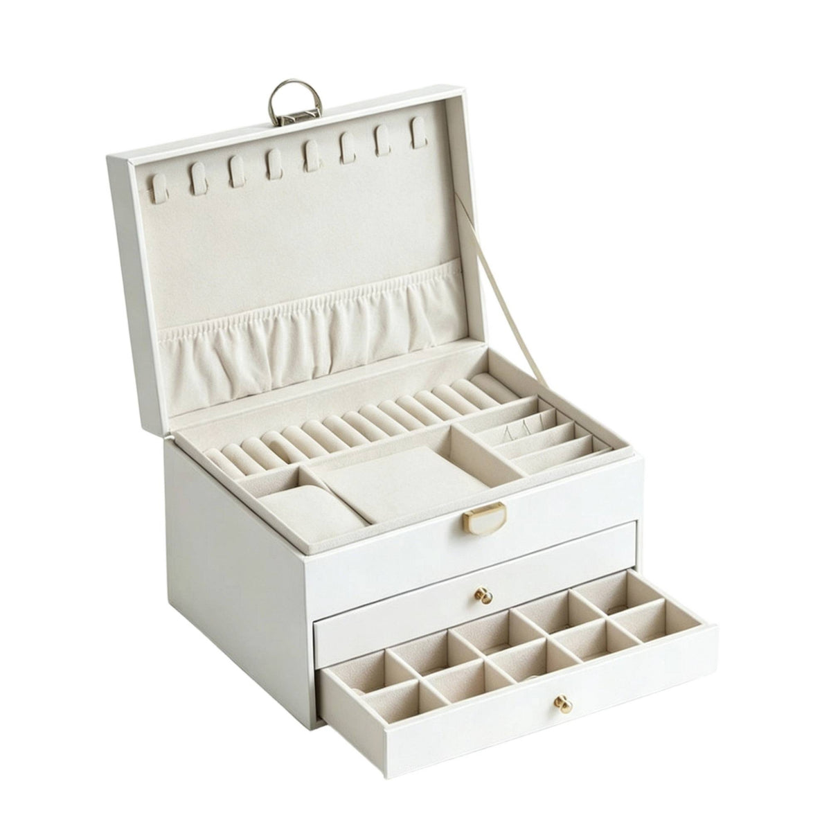 Jewelry Box with Mirror Hard-Sided Jewelry Box with Drawers Sturdy for Vanity