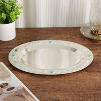 Decorative Serving Tray Gem Accents Decorative Oval Serving Tray Mirror Polished Fruit Platter