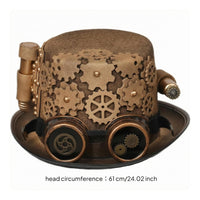 Steampunk Top Hat Aged Metal Look Gear Decorated Top Hat Gold-Tone