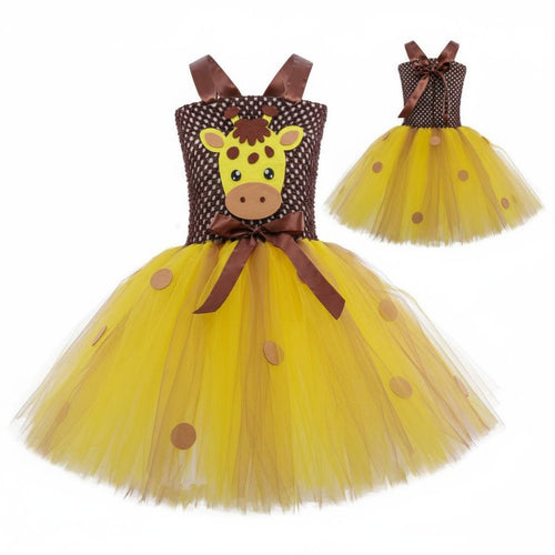 Giraffe Tutu Costume Layered Tulle Skirt Creature Princess Outfit Lined Top