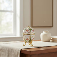 Hinged Egg Jewelry Box Vintage Style Ornate Jeweled Egg Box Closure Home Decor for Display Shelf