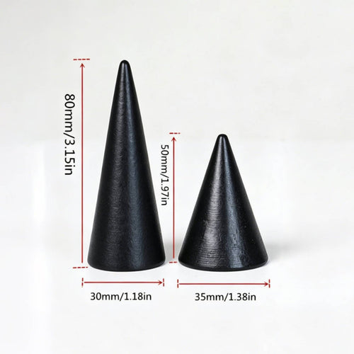 Black Wooden Rings Stand Sleek Finish Cone Rings Holder Sturdy Jewelry Photography Cone for Photographers