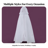 Tulle Cape with Train Multi-Layered Transparent Mesh Poncho Tie-Neck Closure