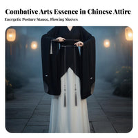 Wei Dynasty Design Combat Arts Costume Flowing Design Black Cross-Collar