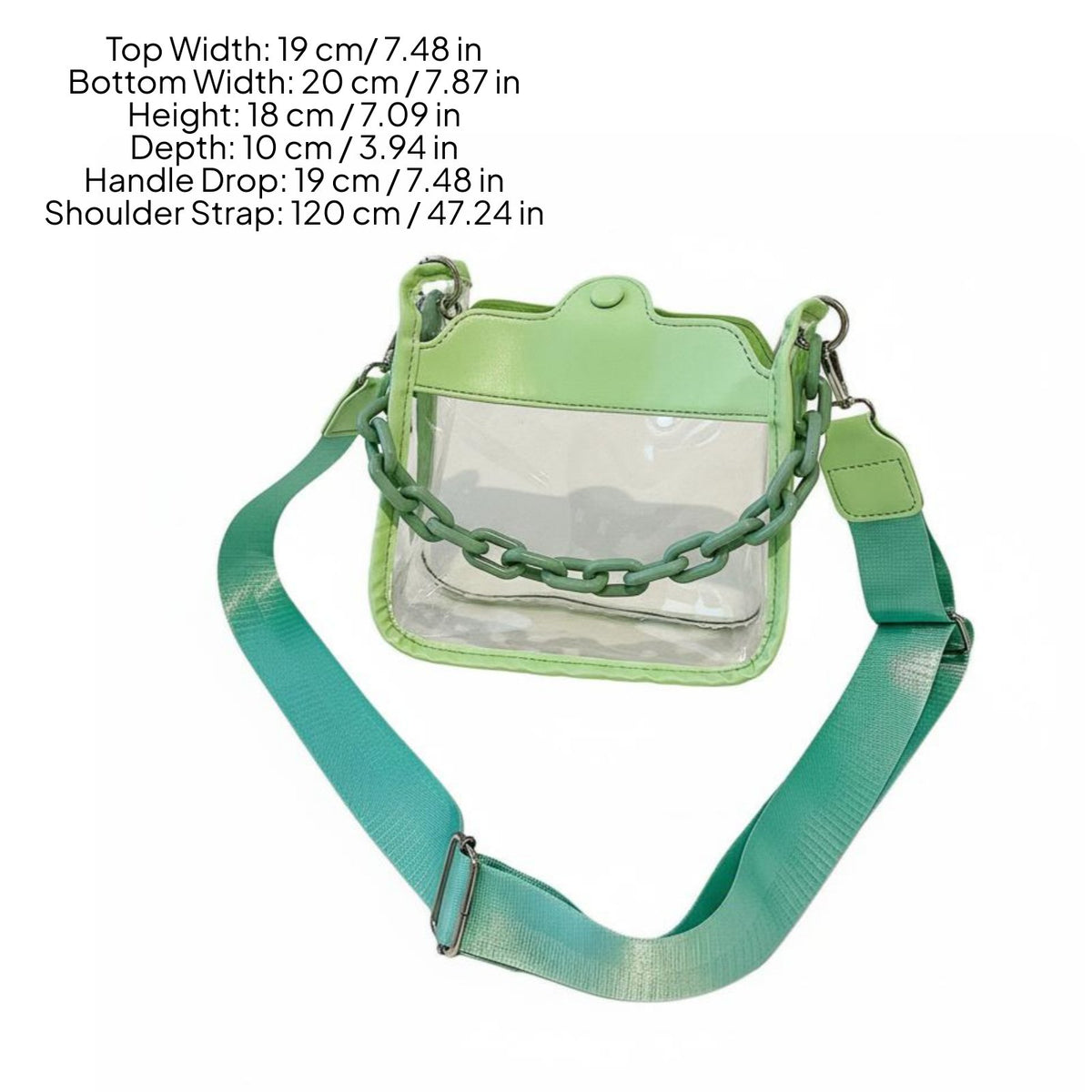 Clear Chain Crossbody Bag Waterproof Transparent PVC Purse Double Strap Design
