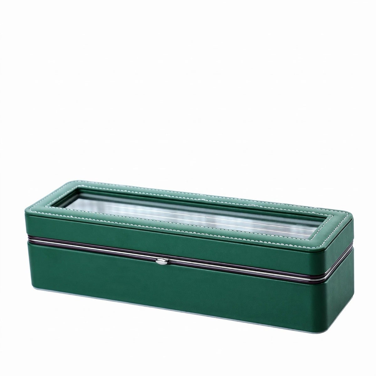 6-Slot Watch Box Flocked Interior 6-Slot Watch Case Stitched Trim