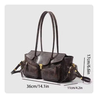 Motorcycle Design Bag Zipper Closure Retro Handbag Organized Storage for Women