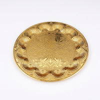 Ornate Serving Tray Round Decorative Tray Raised Relief for Snacks, Pastries