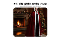 Christmas Velvet Cloak Tie Closure Full-Length Hooded Cloak Soft Texture for Men