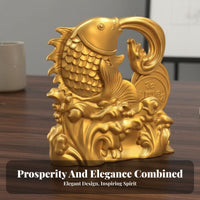 Brings Fortune and Success Golden Koi Aquatic Creature Statue Creative Gift Fortunate Koi Aquatic Creature Figurine Exquisite Workmanship