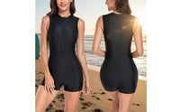 Front Zip Single-Piece Swimsuit UPF 50+ Sun Protection Zip Front Single Piece Swimsuit High Neck Shortie Wetsuit Built-in Bra