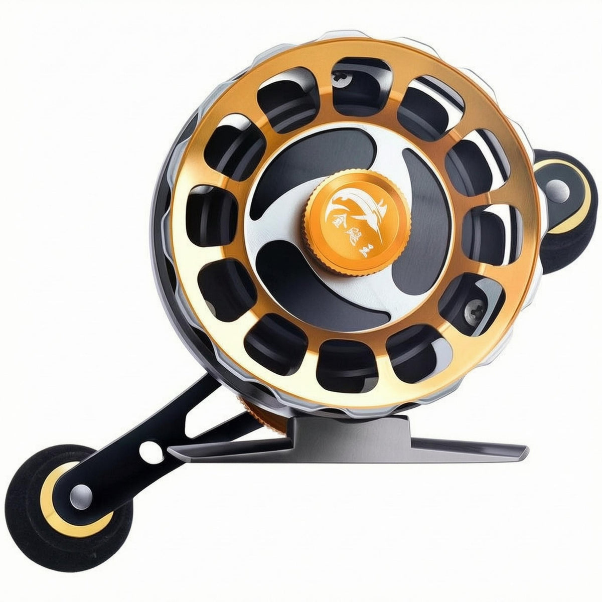 Round Spool Reel Foam Grips Micro Lead Fishing Reel Gold and Black Finish