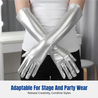 Shiny Patent Leather Gloves, Extended Length, Women's Cosplay, Stage Performance, Party