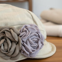 Flower Beret Bloom Design Linen Beret Lightweight for Autumn Wear