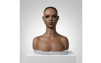 PVC Mannequin Bust Dark Brown Hairpiece Mannequin Head Mesh Cap