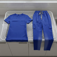 Quick-Dry V-Neck Scrub Top and Pants Thin Material Doctor Attire Set Stackable Layer Wear V Neck Scrub Top Plus Size for Nurses, Doctors, Hospital, Medical Facility