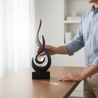 Shaped Statue Fluid Design Abstract Statue Modern Spiral Figurine Handmade Resin Art Piece with Sphere Non-Slip Base
