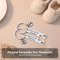 2 Pieces New Parent Keychain Stainless Steel Mom and Dad Keychain Keepsake Gift