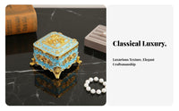 Ornate Design Vintage Jewelry Box Sturdy Zinc Alloy Embossed Floral Keepsake Case Velvet Lined for Women