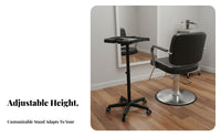 Adjustable Height Hairstylist Trolley 360° Rotating Wheels Hairstylist Tool Trolley Sturdy Construction Salon Equipment Stable Five-Point Base for Hairstylists, Hair Stylists, Cosmetologists, Barbershop, Home Studio, Medical Office