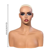 Mannequin Head with Shoulders PVC Mannequin Head Bust Skin-Toned Jewelry Display Bust