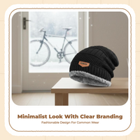 Men's Thick Knit Cuffed Winter Beanie, Black