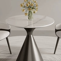 Conical Table Base Metallic-Look Finish Cross Braced Base Support Metal Table Pedestal Reinforced Furniture Part No Assembly