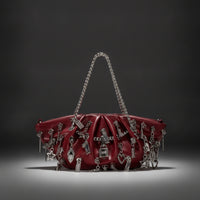 Ruched Shoulder Bag Stylish Handbag with Chain Strap Dumpling Bag Chic Purse Trendy for Women, Night out, Parties