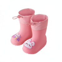 Children's Rain Boots Lightweight Kids' Rubber Boots Drawstring Top