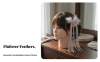 Fairy Wing Feather Hair Fastener Bead Chain Feature Ancient Design Fairy Wing Barrette Traditional Chinese Attire Hair Jewelry