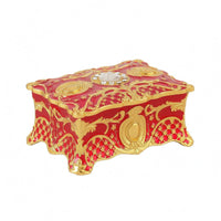 Rectangular Jewelry Box Gold-Tone Trim Ornate Jewelry Box Faceted Jewel Lid