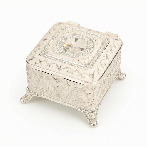 Decorative Jewelry Box Faceted Ornament Decor Item Fitted Lid