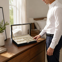 Watch Display Case 9-Compartment Watch Display Box Dust Resistant