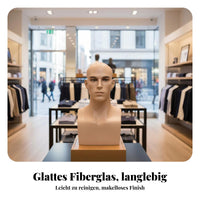 Realistic Male Head Model Long-Lasting Fiberglass Construction