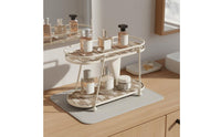 Cosmetic Display Rack Wrought Iron Frame Vanity Countertop Organizer Space Saving Skincare Storage Shelf for Women, Dressing Table, Bedroom