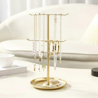 2-Tier Jewelry Stand Metal Construction Tabletop Jewelry Tree for Dresser, Women