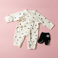Side Tie Infant Jumpsuit Convenient Closures Gender-Neutral Cotton Jumpsuit Soft