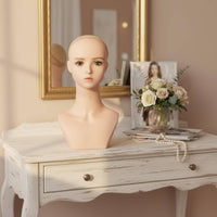 Mannequin Head with Shoulders PVC Material Shoulder Mannequin Head Ear Holes for Salon Owners