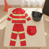Kids Fire Control Professional Uniform With Accessories Child Firefighter Dress-up Clothes Fire Team Leader Role Play Kit