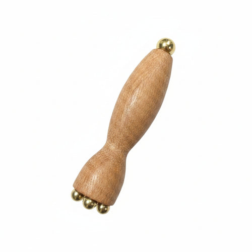 Wooden Facial Massager with Brass Tips Smooth for Self-Care
