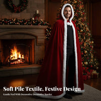 Christmas Velvet Cloak Tie Closure Full-Length Hooded Cloak Soft Texture for Men