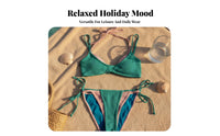 4 Pieces Adjustable Fit Layered Halter Bikini Set Comfortable Wear DIY Mix and Match Swimsuit for Young Adults, Summer, Swimming, Sunbathing