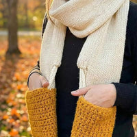 Chunky Knit Scarf Cozy Scarf with Pockets Soft for Commuting