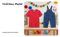 5 Pieces Red Cap and Blue Dungarees Outfit Cosplay Character Costume for Parents
