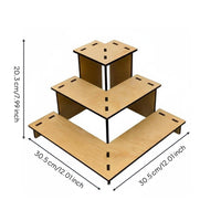 3-Tier Wooden Display Riser Multi-Layer Cosmetic Organizer Rack Reversible Configuration Cupcake Stand for Small Business Owners, Collectors