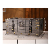 Wooden Box with Hinged Lid Vintage-Style Wooden Box with Lock Rustic Jewelry Chest for Desk