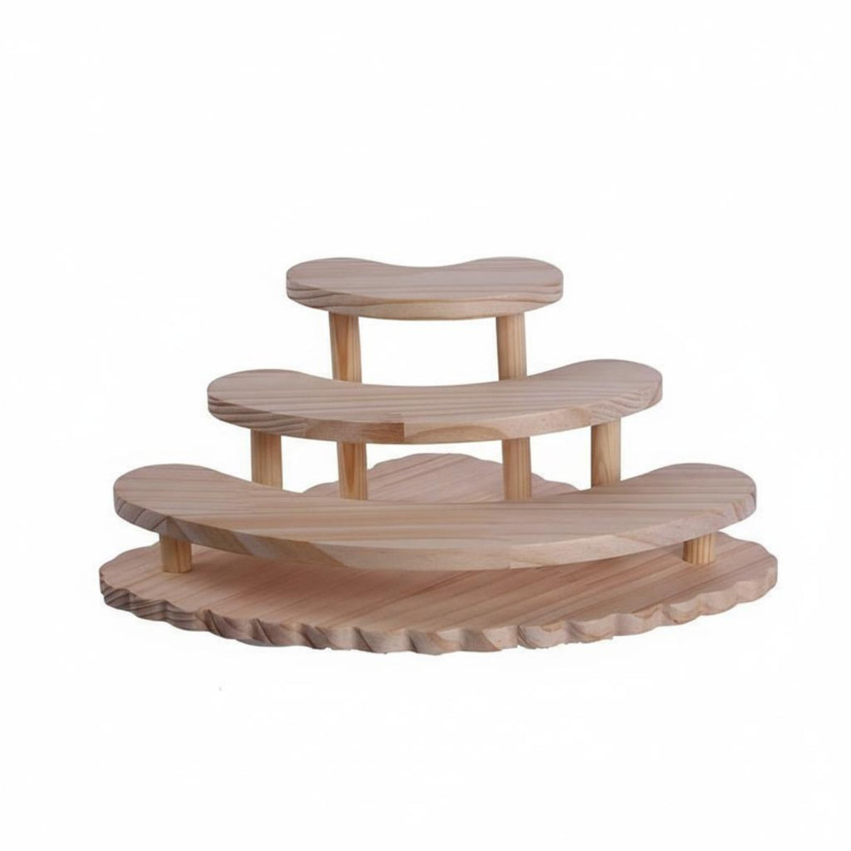 Corner Display Shelf Multifunctional 3-Tier Wooden Display Simple Setup Assembly Fan-Shaped Organizer Rack for Collectors, Desktop