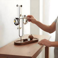 Necklace Holder with Tray Carbon Steel Frame Jewelry Tree Stand Accessible