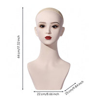 PVC Mannequin Bust Skin Tone 44 Cm Mannequin Bust Full Round Back for Shop Window