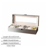 6 Slot Watch Box Front Clasp Glass Top Watch Box Soft Padded Interior